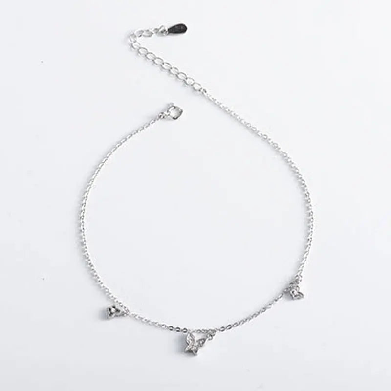 925 Silver Butterfly Charm Anklet for Women
