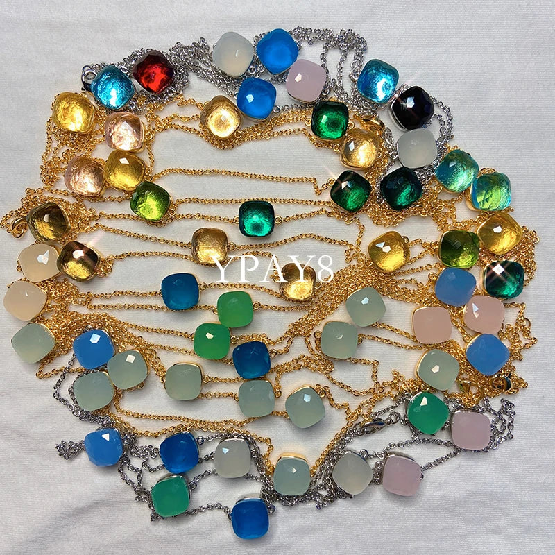 Multicolored Candy Sugar Crystal Zircon Sweater Chain Necklace