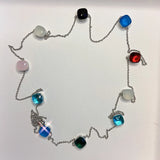 Multicolored Candy Sugar Crystal Zircon Sweater Chain Necklace