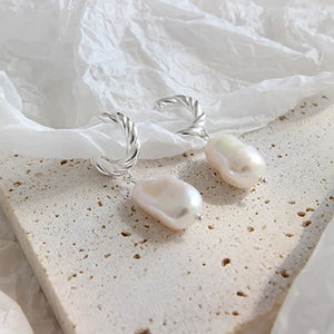 Baroque Pearl Drop Earrings Wedding Dangle Circle Earrings