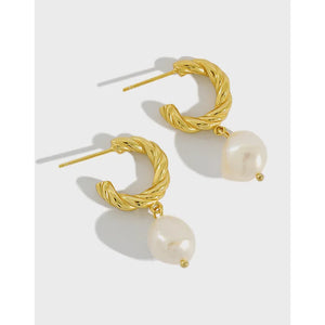 Baroque Pearl Drop Earrings Wedding Dangle Circle Earrings