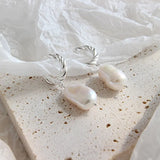 Baroque Pearl Drop Earrings Wedding Dangle Circle Earrings