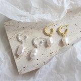 Baroque Pearl Drop Earrings Wedding Dangle Circle Earrings