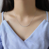 925 Silver Zircon Choker Necklace Gift Jewelry YMN125