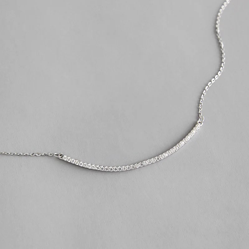 925 Silver Zircon Choker Necklace Gift Jewelry YMN125