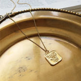 925 Silver Geometric Necklace Square Rose Flower Pendant Women Gift