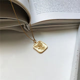 925 Silver Geometric Necklace Square Rose Flower Pendant Women Gift