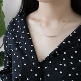 925 Silver Necklace Choker Women Geometric Square Bar YMN102