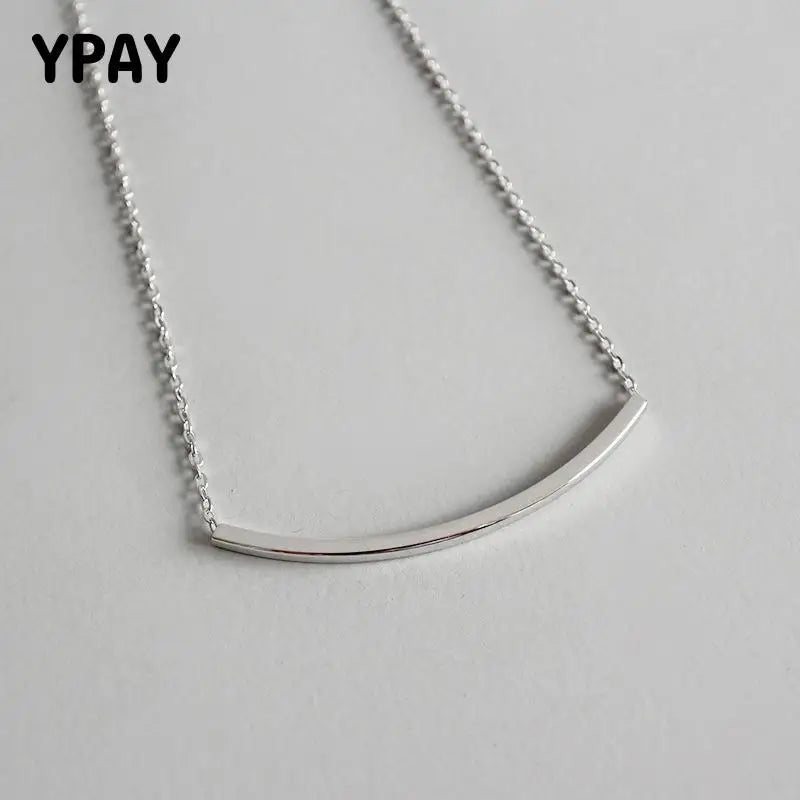 925 Silver Necklace Choker Women Geometric Square Bar YMN102