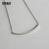 925 Silver Necklace Choker Women Geometric Square Bar YMN102