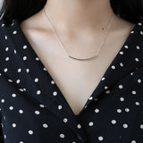 925 Silver Necklace Choker Women Geometric Square Bar YMN102