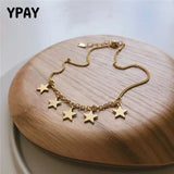 925 Silver Star Anklet Chain Foot Jewelry Christmas YMA043