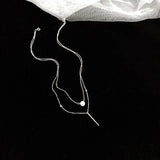 925 Silver Geometric Choker Necklace Double Layers Link Chain Jewelry