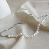 Baroque Pearl Choker Necklace 925 Sterling Silver Bead Gift
