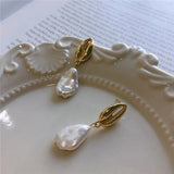 Baroque Pearl Pendant Drop Earrings 925 Sterling Silver Conch Shell Jewelry