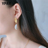 Baroque Pearl Pendant Drop Earrings 925 Sterling Silver Conch Shell Jewelry