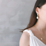Baroque Pearl Pendant Drop Earrings 925 Sterling Silver Conch Shell Jewelry