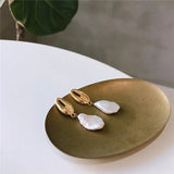 Baroque Pearl Pendant Drop Earrings 925 Sterling Silver Conch Shell Jewelry