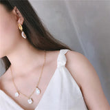 Baroque Pearl Pendant Drop Earrings 925 Sterling Silver Conch Shell Jewelry