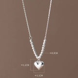 YPAY Korea S925 Silver Heart Pendant Necklace Fine Jewelry