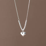 YPAY Korea S925 Silver Heart Pendant Necklace Fine Jewelry