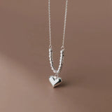 YPAY Korea S925 Silver Heart Pendant Necklace Fine Jewelry