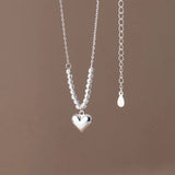 YPAY Korea S925 Silver Heart Pendant Necklace Fine Jewelry
