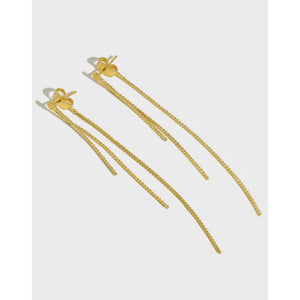 Flat Beads Long Tassel Earrings 925 Sterling Silver Brinco Jewelry