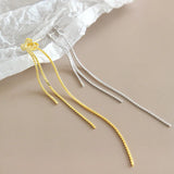 Flat Beads Long Tassel Earrings 925 Sterling Silver Brinco Jewelry