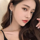 Flat Beads Long Tassel Earrings 925 Sterling Silver Brinco Jewelry