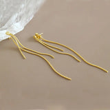 Flat Beads Long Tassel Earrings 925 Sterling Silver Brinco Jewelry