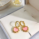 925 Silver Top Tassel Heart Stud Earrings Jewelry