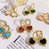 925 Silver Top Tassel Heart Stud Earrings Jewelry