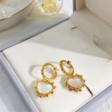 925 Silver Top Tassel Heart Stud Earrings Jewelry