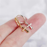 925 Sterling Silver Cross & Circle Earrings, Minimalist Design YME850