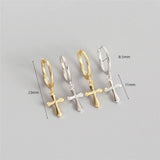 925 Sterling Silver Cross & Circle Earrings, Minimalist Design YME850