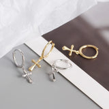925 Sterling Silver Cross & Circle Earrings, Minimalist Design YME850