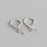 925 Sterling Silver Cross & Circle Earrings, Minimalist Design YME850