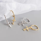 925 Sterling Silver Cross & Circle Earrings, Minimalist Design YME850