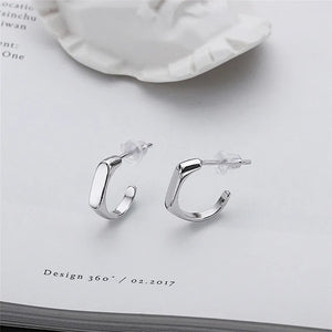 925 Sterling Silver Geometric Studs Earrings Fine Party Jewelry YME378
