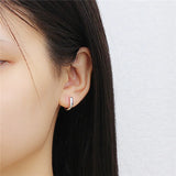 925 Sterling Silver Geometric Studs Earrings Fine Party Jewelry YME378