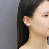 925 Sterling Silver Geometric Studs Earrings Fine Party Jewelry YME378