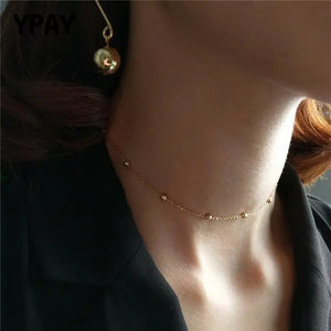 925 Silver Bead Choker Necklace Women Jewelry YMN151