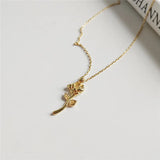 925 Sterling Silver Rose Flower Pendant Necklace for Women Ladies Jewelry
