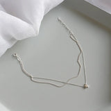 Real 925 Sterling Silver Ankle Bracelet Double Layers Star Charm Anklets