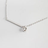 925 Silver Anklet Geometric Square Bar & Round Zircon Bracelet