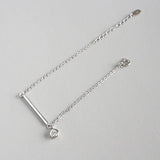 925 Silver Anklet Geometric Square Bar & Round Zircon Bracelet