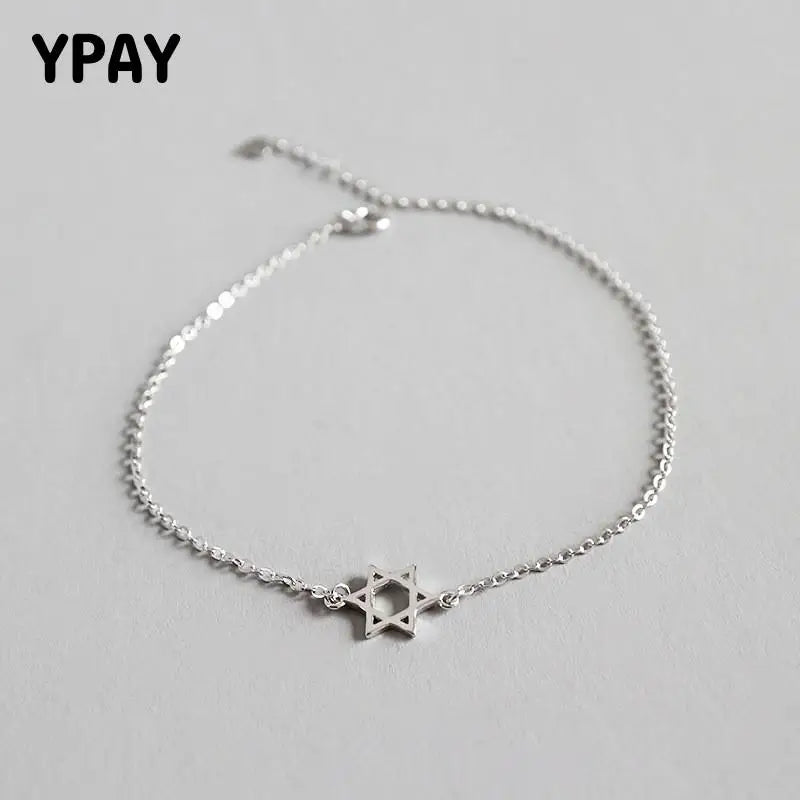 925 Silver Star Charm Anklet for Women Girls Foot Jewelry YMA019