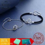 S925 Silver Interlocking Couple Bracelet Hand-woven Bracelets