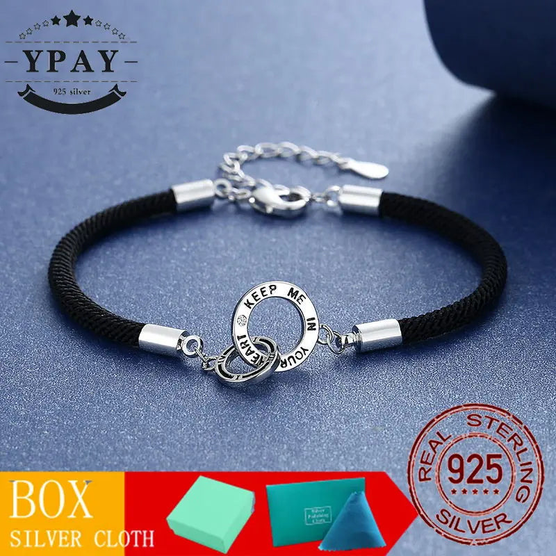 S925 Silver Interlocking Couple Bracelet Hand-woven Bracelets